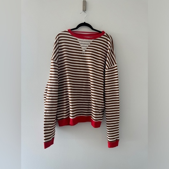 FREE PEOPLE Classic Striped Crew in Coffee Combo M - Picture 4 of 6